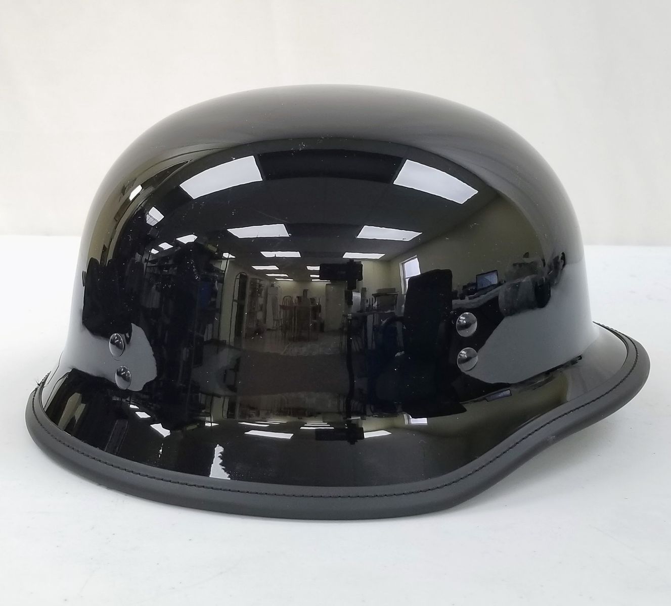 Highway 21 9MM German Beanie Motorcycle Riding Helmet (Gloss Black, X-Small) (77-1000XS-L-R3-S2)