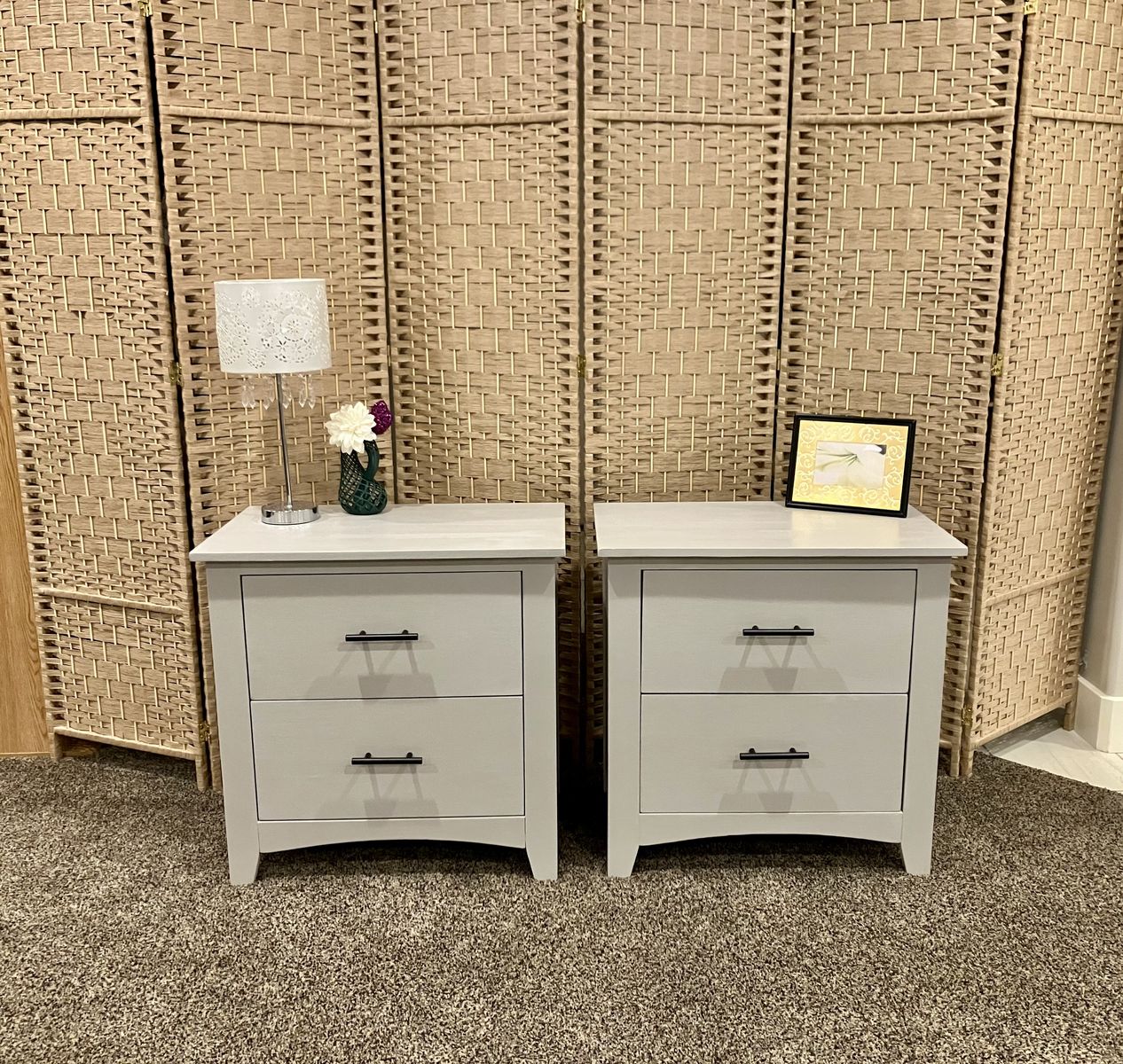 Matching Wood 2-Drawer Nightstands / Side Tables