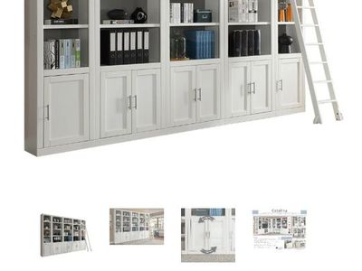 Parker House Catalina 6-Piece Library Wall with Ladder - Cottage White