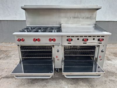 Vulcan Commercial 6 Burner Gas Range Stove with Double CONVECTION Oven & Griddle, Stainless Steel