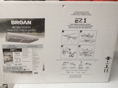 NEW White Broan 30 inch Convertible 300-CFM Under Cabinet Range Hood