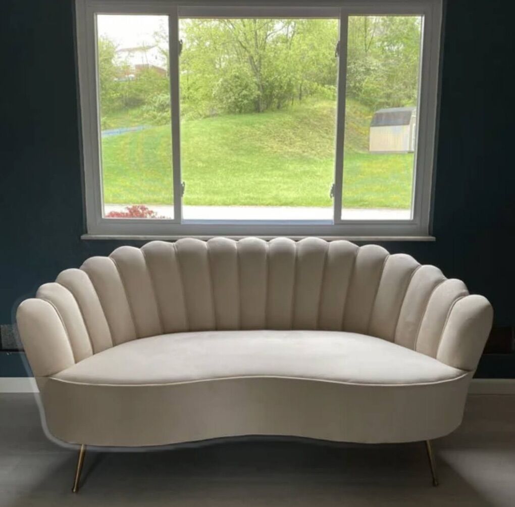 70 Inch Cream Velvet Loveseat