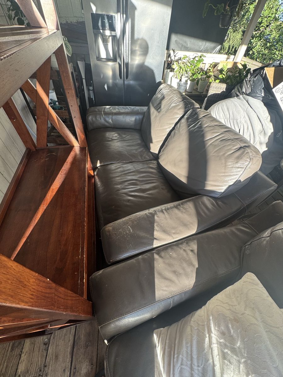 Dark Brown Leather Loveseat / Couch