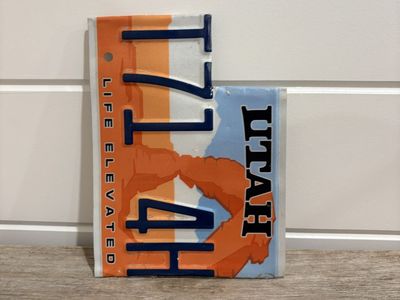 Unique Utah License Plate Art - "Life Elevated" Mountain Design, Handcrafted Decor -For display purposes only-