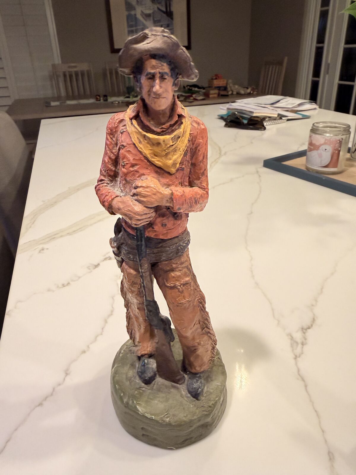 1971 Vintage Michael Garman Figure Sculpture Cowboy with Rifle Resin 9 1/2" Tall