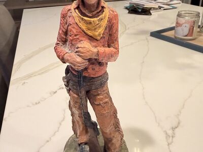 1971 Vintage Michael Garman Figure Sculpture Cowboy with Rifle Resin 9 1/2" Tall