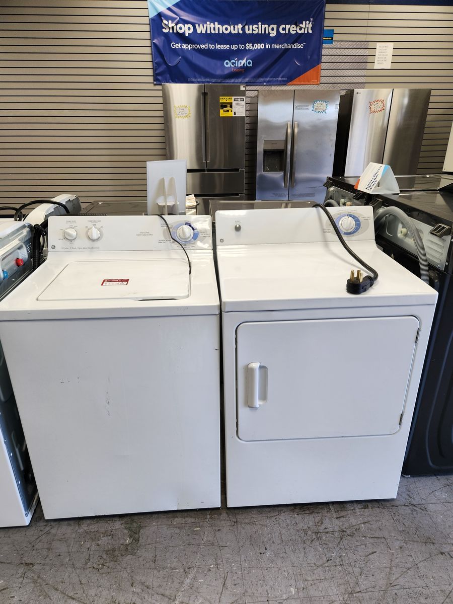 GE White Top Load Washer & Electric Dryer Set - Used