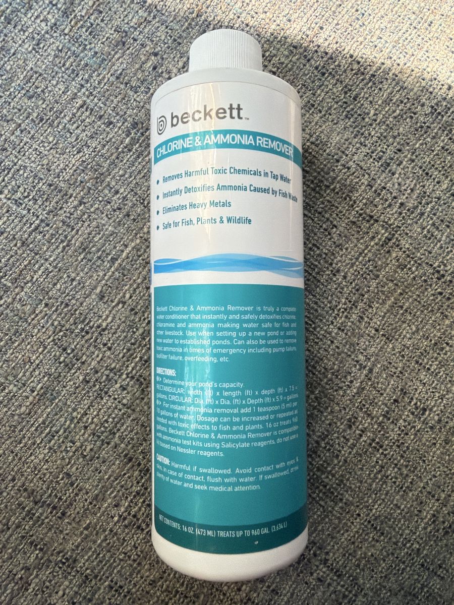 Beckett Chlorine & Ammonia Remover 16 oz, for Fish, Plants & Wildlife