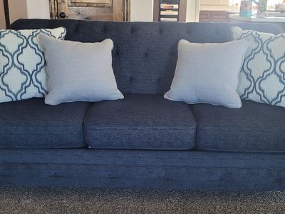 Beautiful Deep Blue Sofa and Love Seat