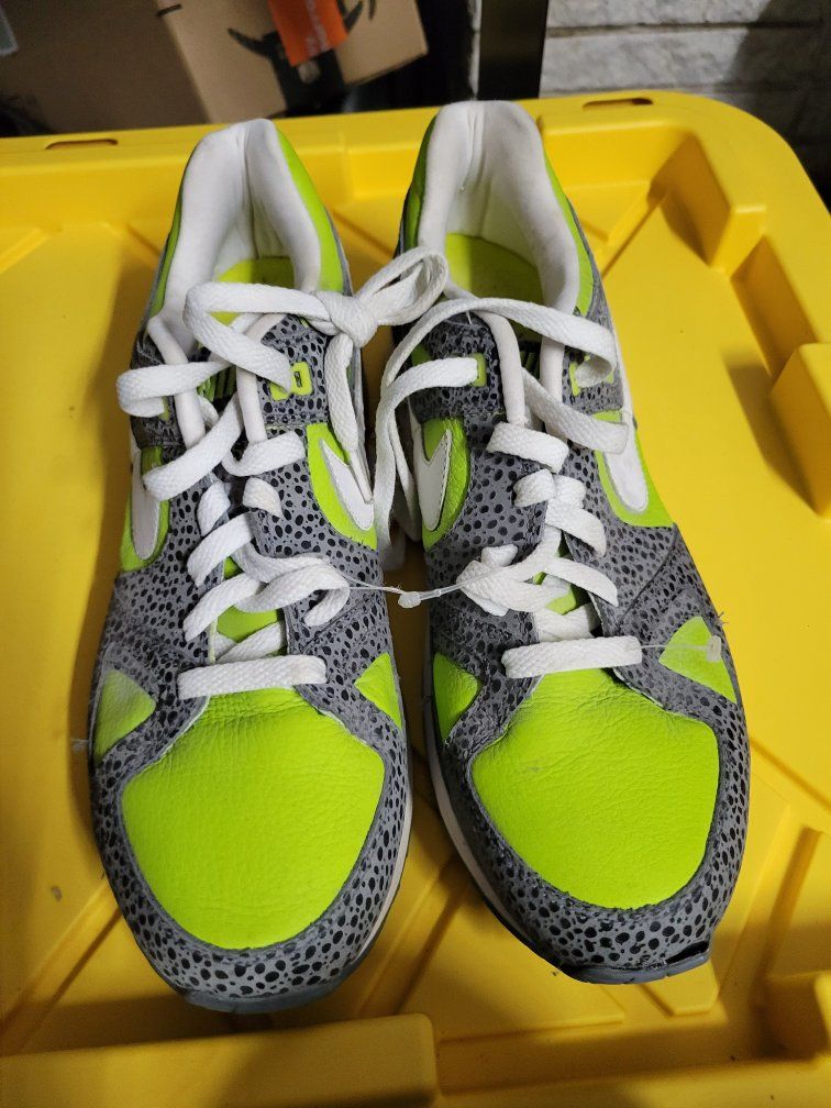 Nike Air Stab Running Shoes - Lime Green & Gray with Safari Print, Men's Size 10