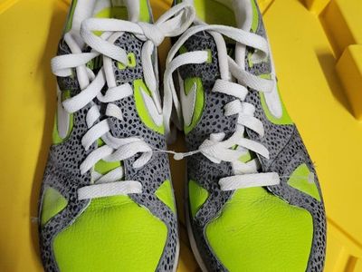 Nike Air Stab Running Shoes - Lime Green & Gray with Safari Print, Men's Size 10