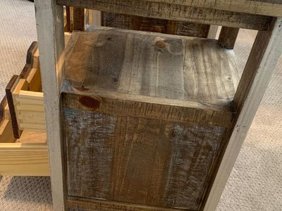Rustic Farmhouse Style Wood End Table with 2 Drawers, Distressed Finish