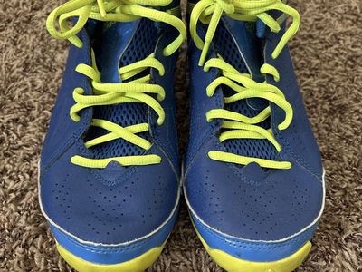 Adidas Blue & Neon Yellow High-Top Sneakers - Men's Size 4, Good Condition