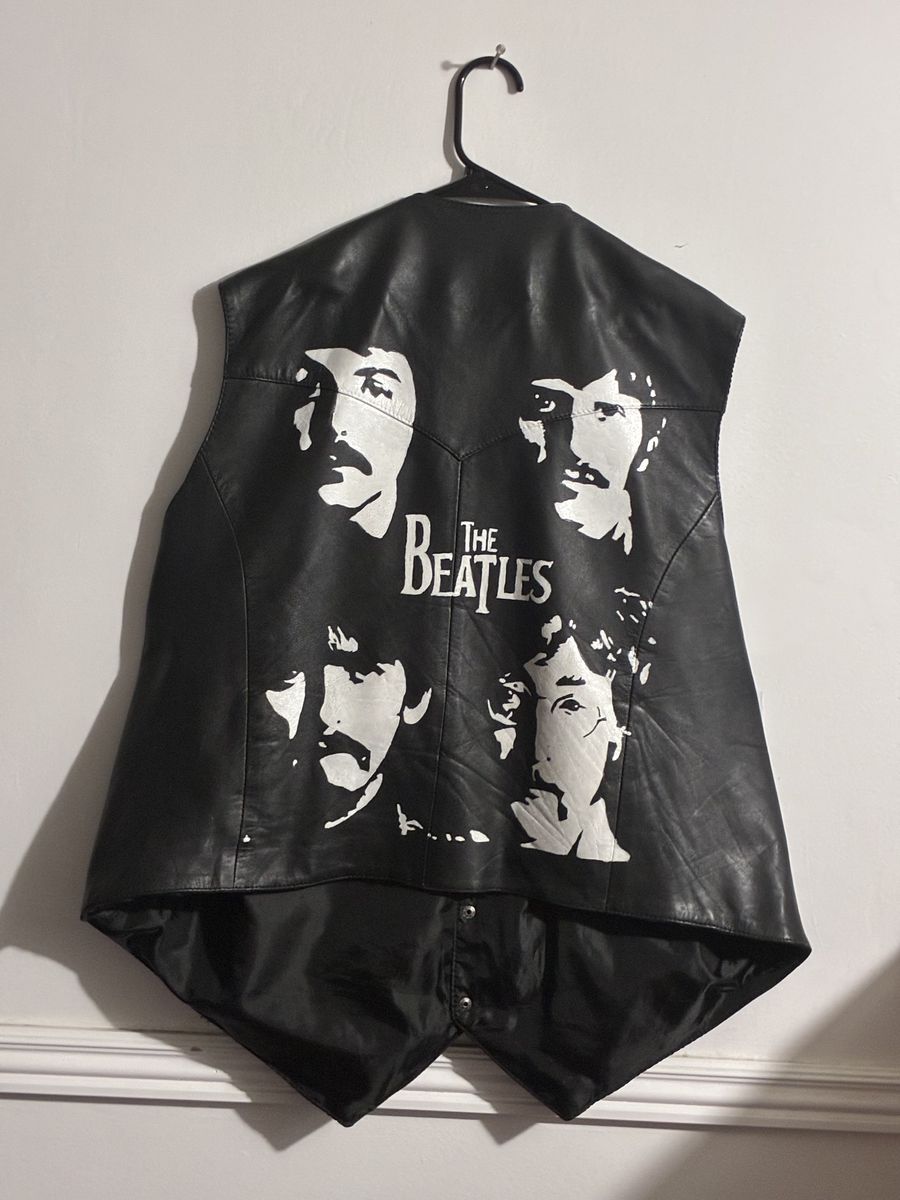 “The Beatles with Mustaches” Hand-painted Leather Vest