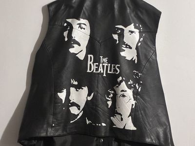 “The Beatles with Mustaches” Hand-painted Leather Vest