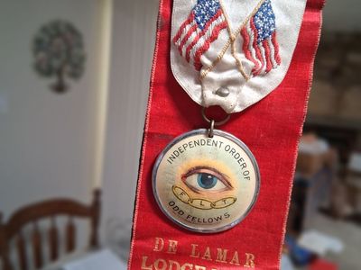 IOOF Badge for Lodge No. 35, De Lamar, Nevada (two-sided red and black badge)