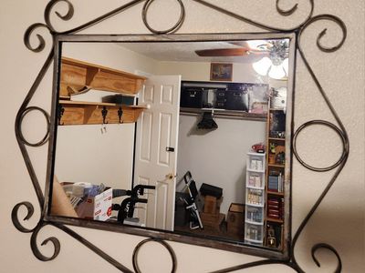 Ornate Wrought Iron Wall Mirror - Vintage Style Decorative Accent