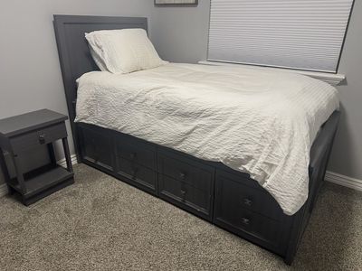 Twin Captain's Bed, Removable Headboard, Nightstan
