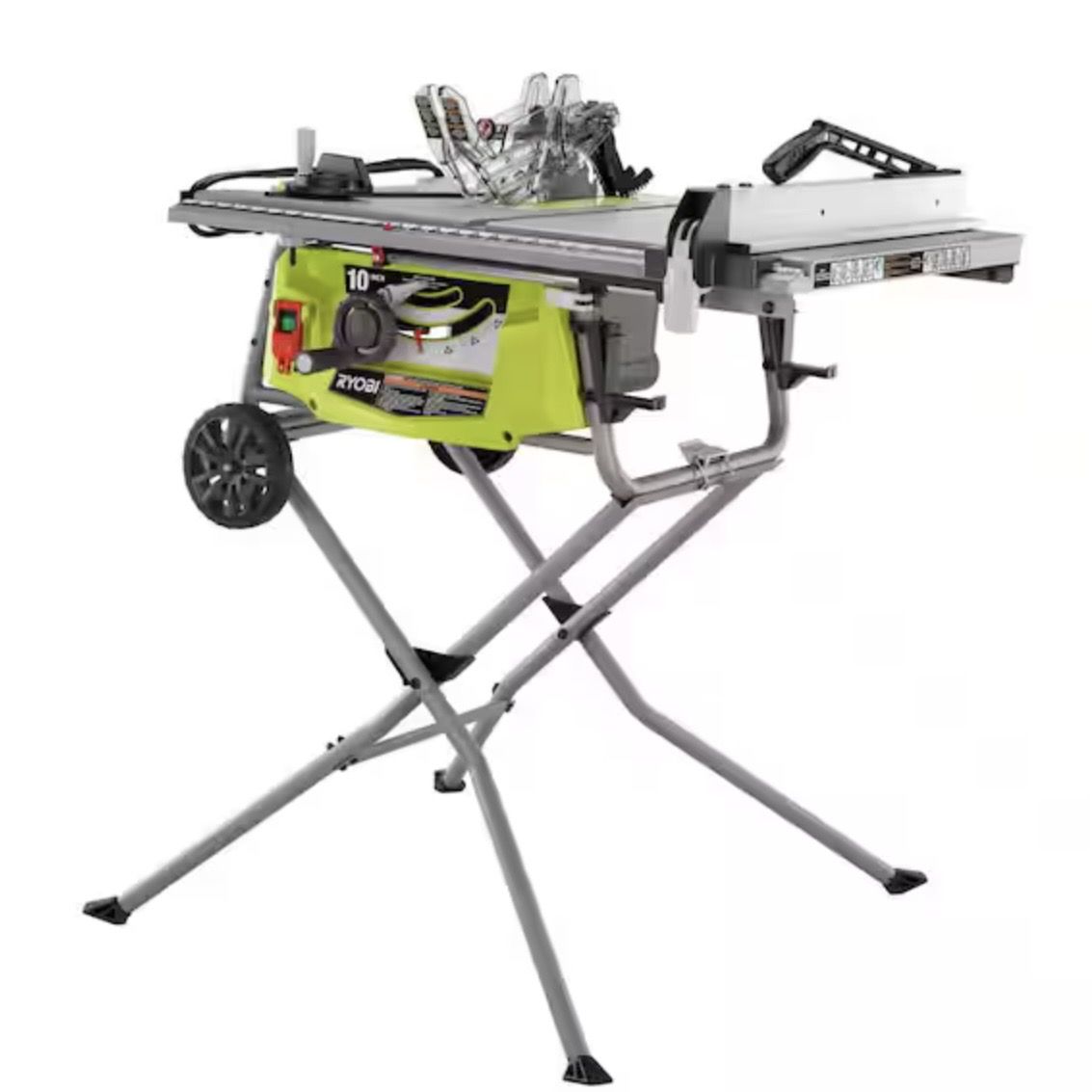 RYOBI 15 Amp 10 in. Expanded Capacity Portable Corded Table Saw With Rolling Stand