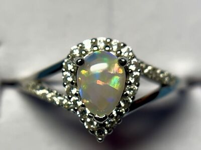 Australian Opal Silver Ring Rare Ribbon Pattern!