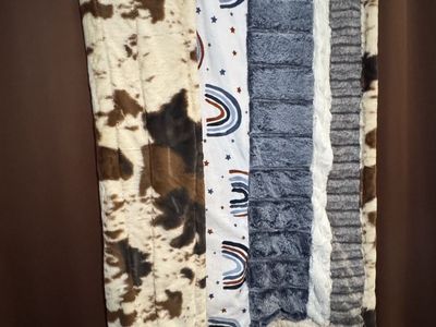 Handmade Multi-Minky Rainbow & Cow Print throw Blanket