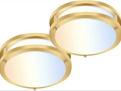 2 LED Ceiling Lights, Gold Finish