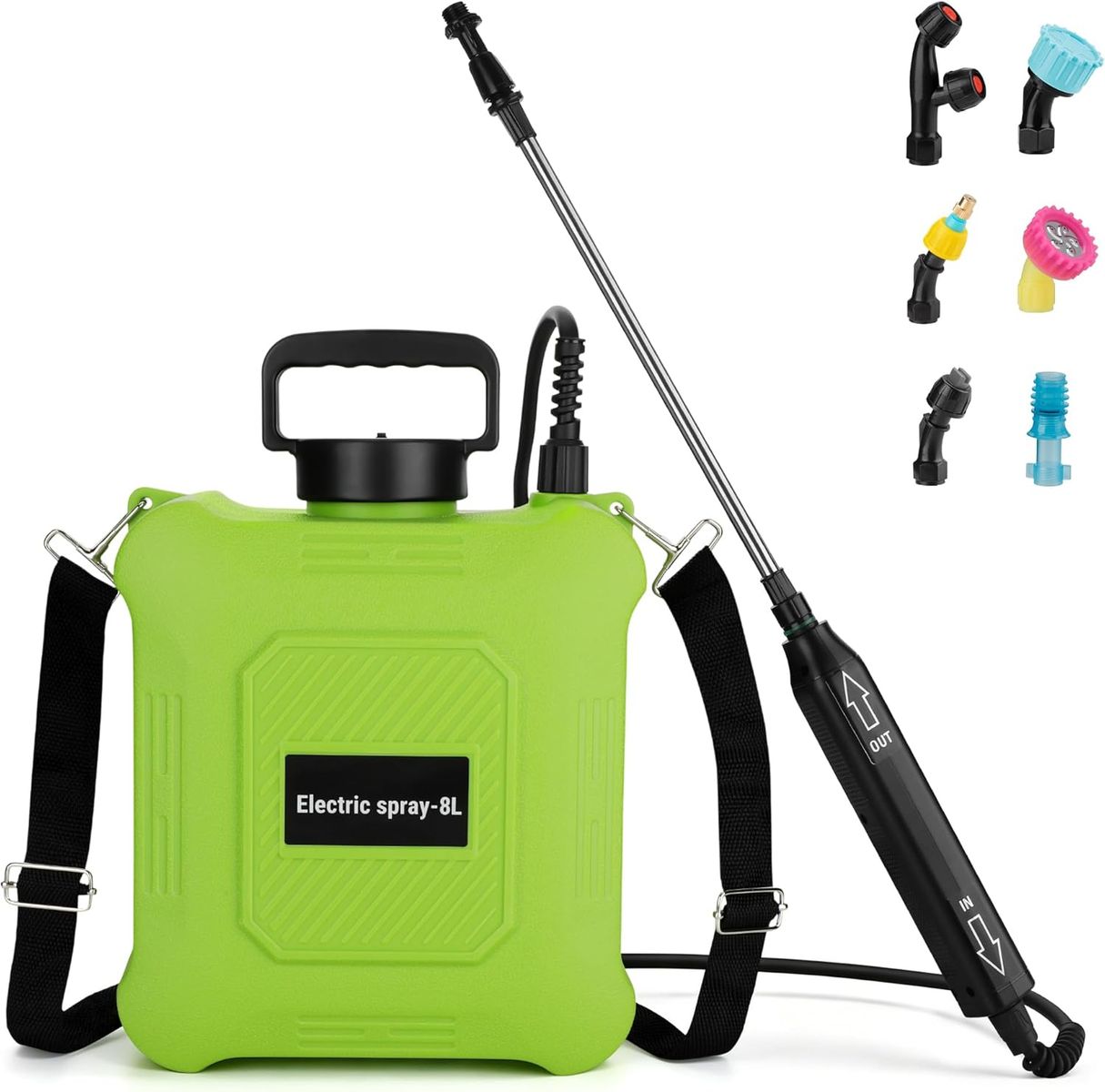 NEW Battery Powered Sprayer 2 Gallon, Backpack Electric, USB Rechargeable Handle, Retractable Wand, 6 Mist Nozzles