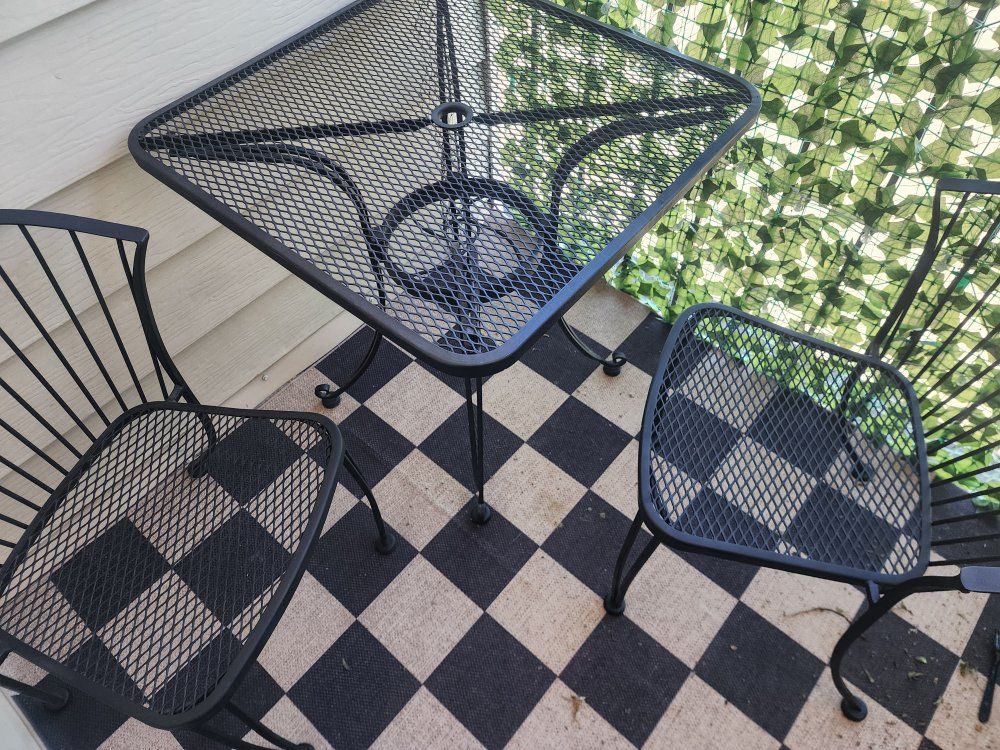 patio table and 2 chairs