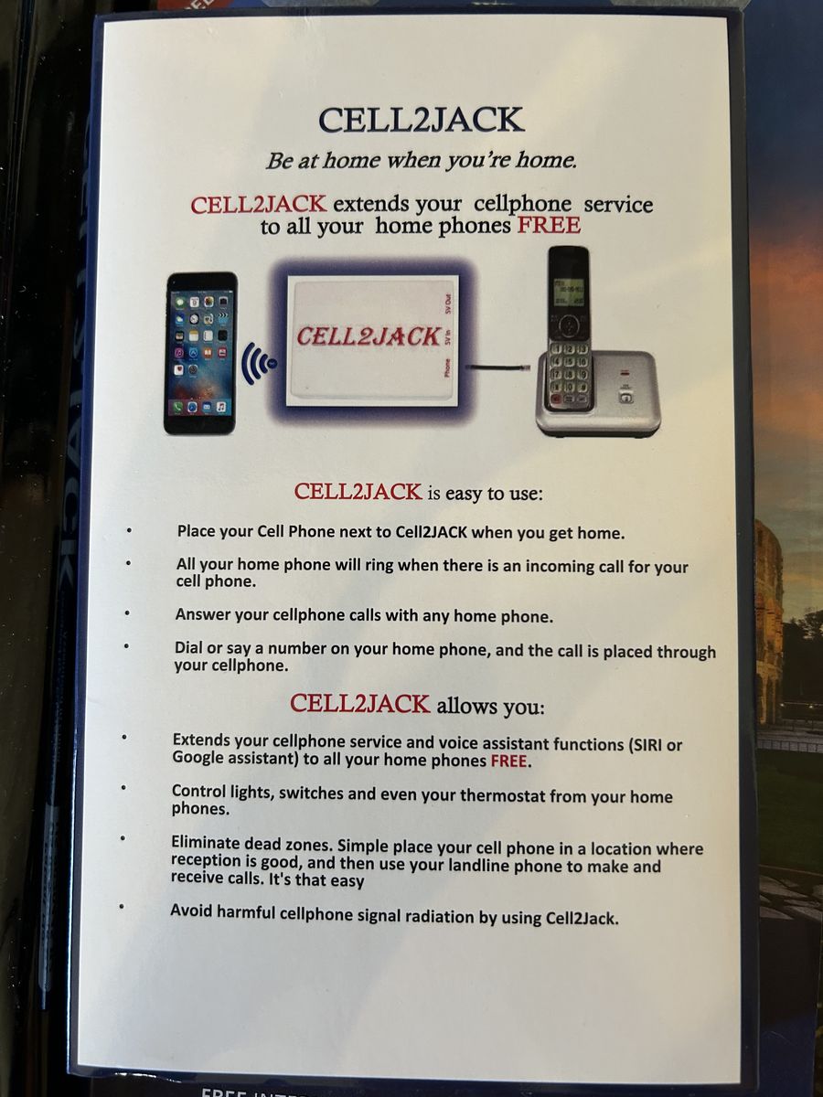 Free novelty - use a landline type phone as a receiver for you cell phone!