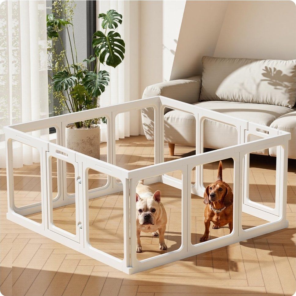 Clear Acrylic Dog Playpen - 50 x 50 Inch, 24" H 12 Panels