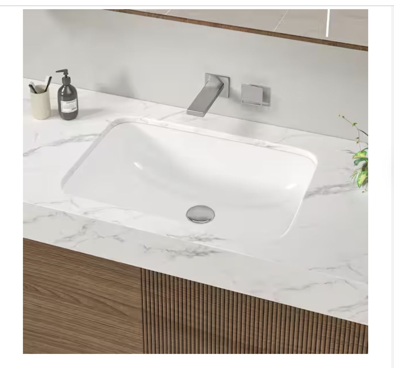 Glacier Bay 22 in. Ceramic Rectangular Undermount Bathroom Sink in White with Overflow Drain