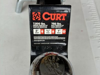 CURT Trailer Hitch Ball Mount - 7,500 lbs GTW, 750 lbs TW - 2" Drop, 3/4" Rise, 1" Hole