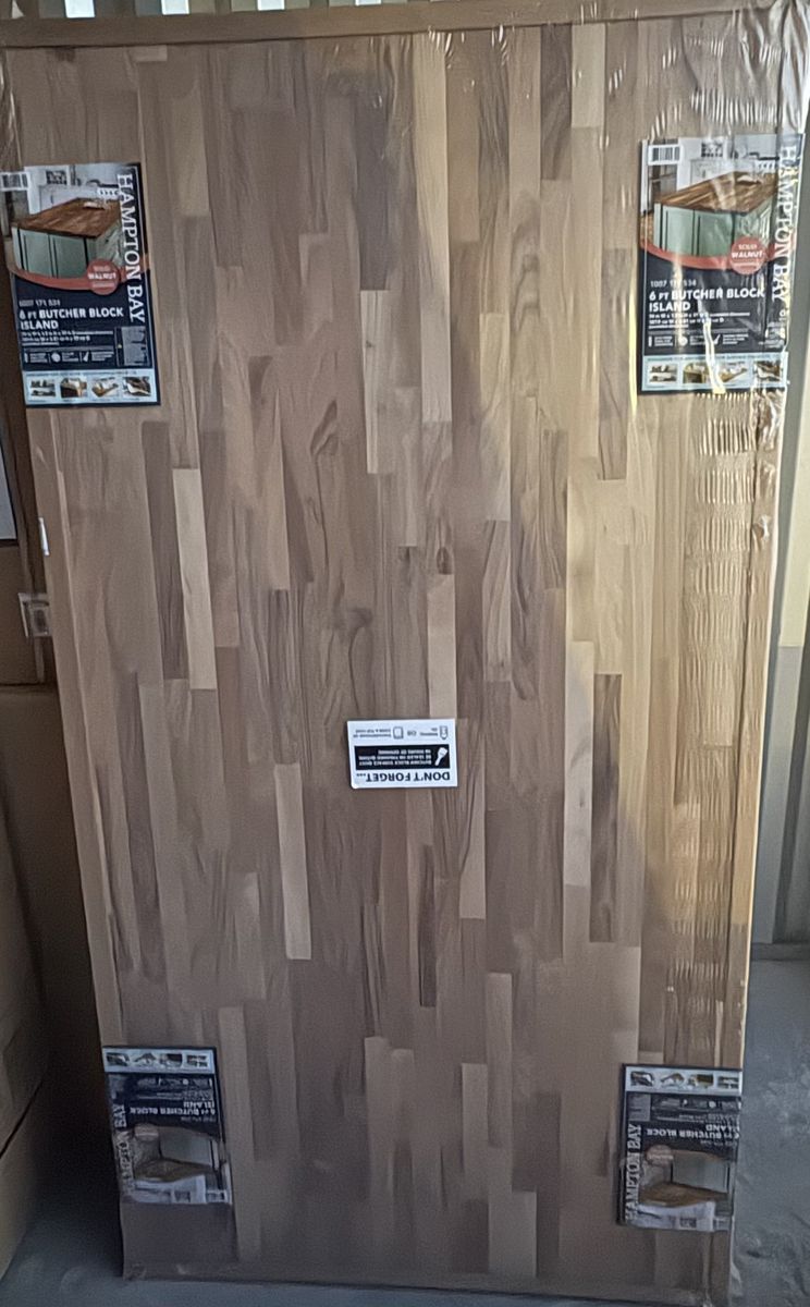 NEW Hampton Bay 6 ft. x 39 in Unfinished Walnut Butcher Block Countertop