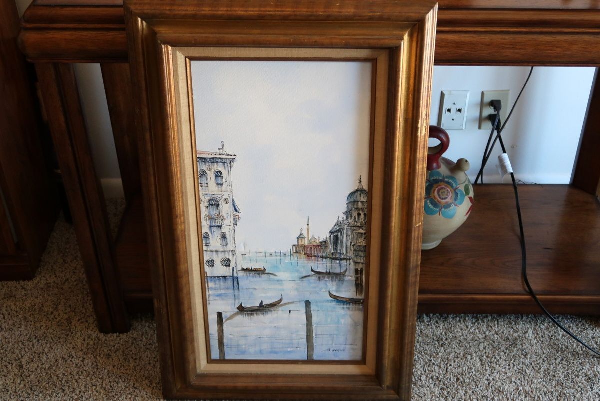 Framed scenic painting of Grand Canal in Venice, Italy