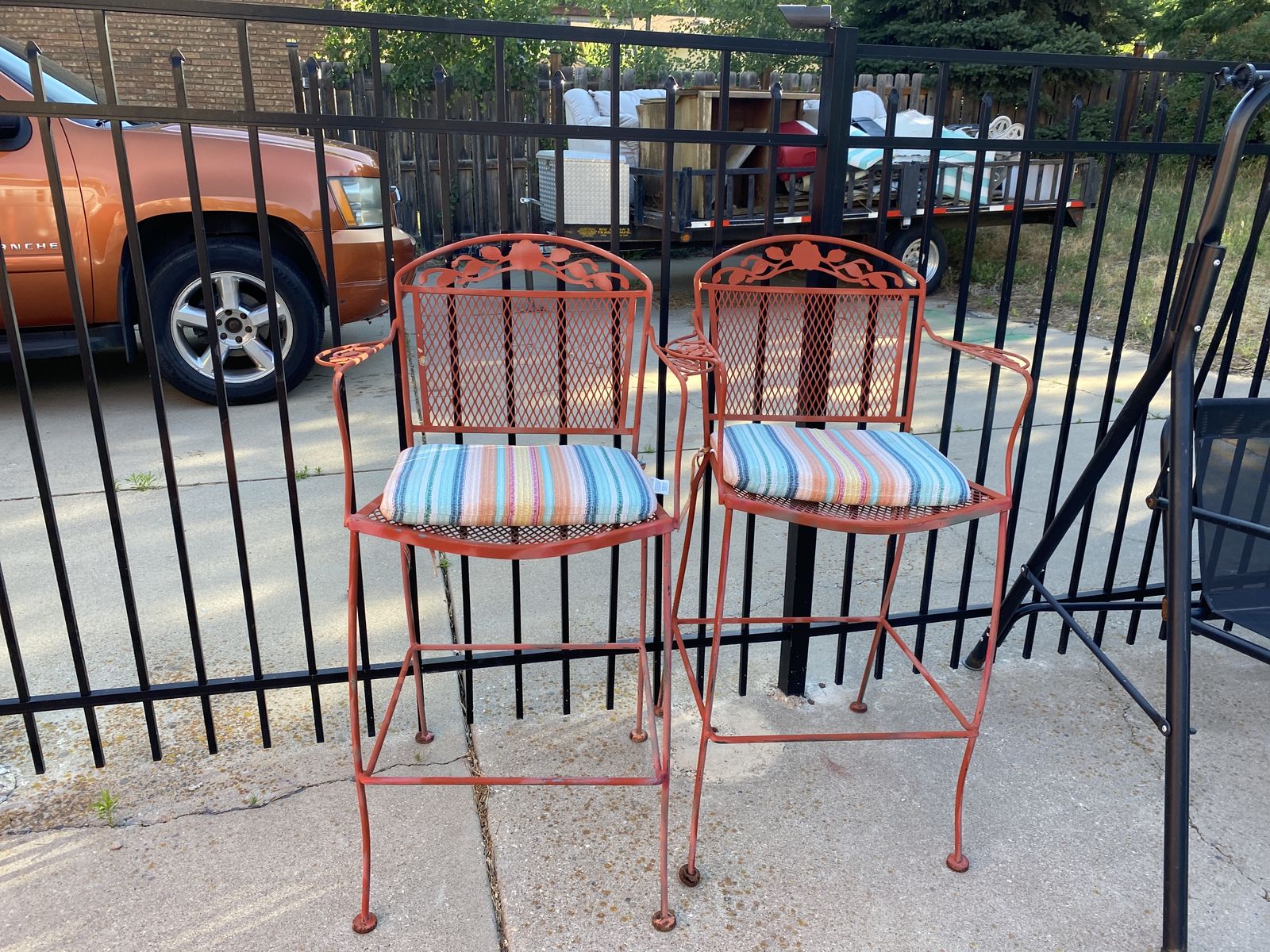 Red patio bar stools
