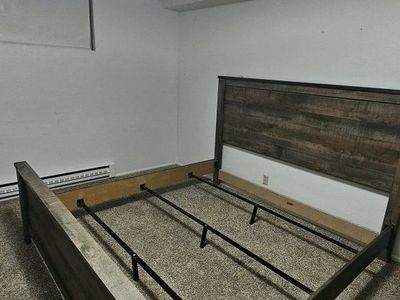 King Size Rustic Wood Grain Bed Frame with Headboard - Excellent Condition