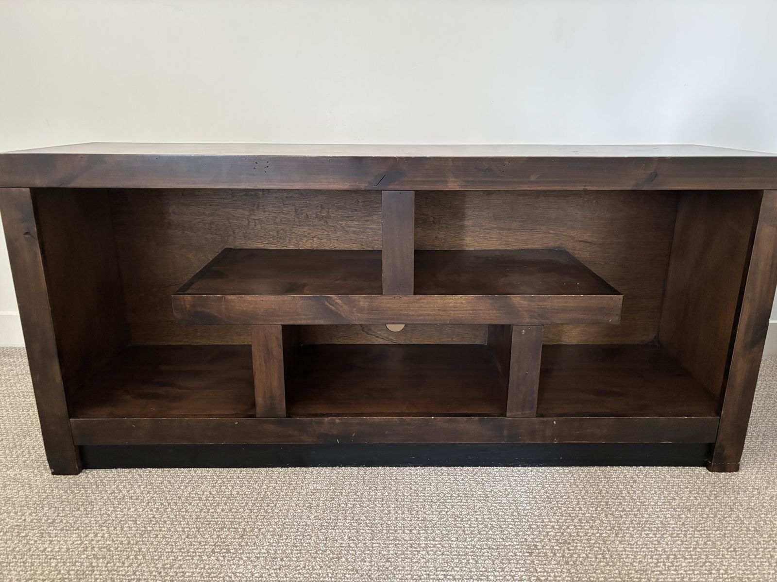 Dark Wood TV Stand Console Table with Open Shelving