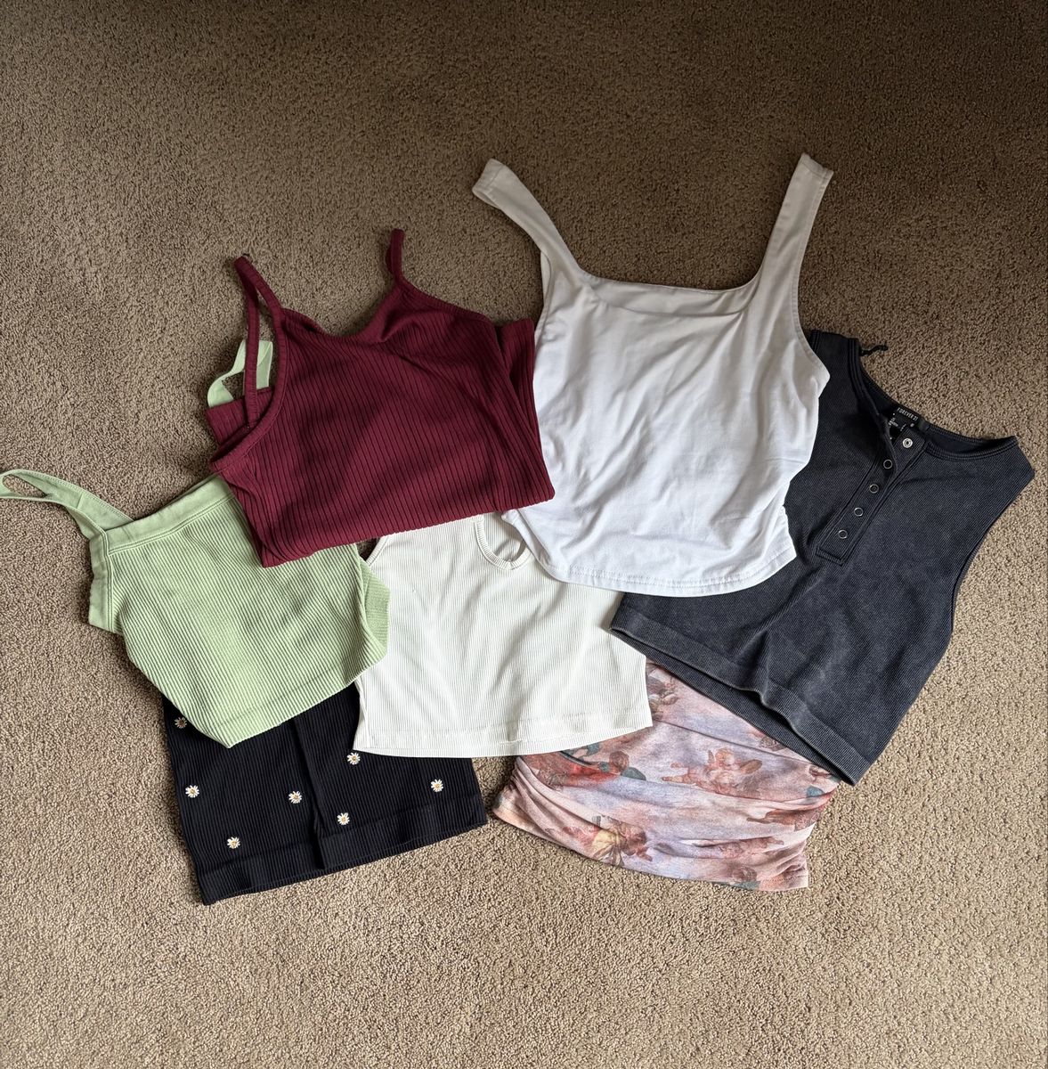 Women's Crop Top Bundle Lot of 7 Ribbed Tank Tops Tube Top Size XS/S
