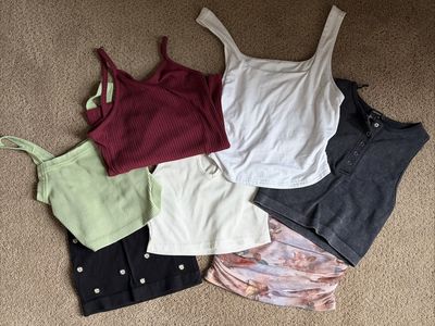 Women's Crop Top Bundle Lot of 7 Ribbed Tank Tops Tube Top Size XS/S