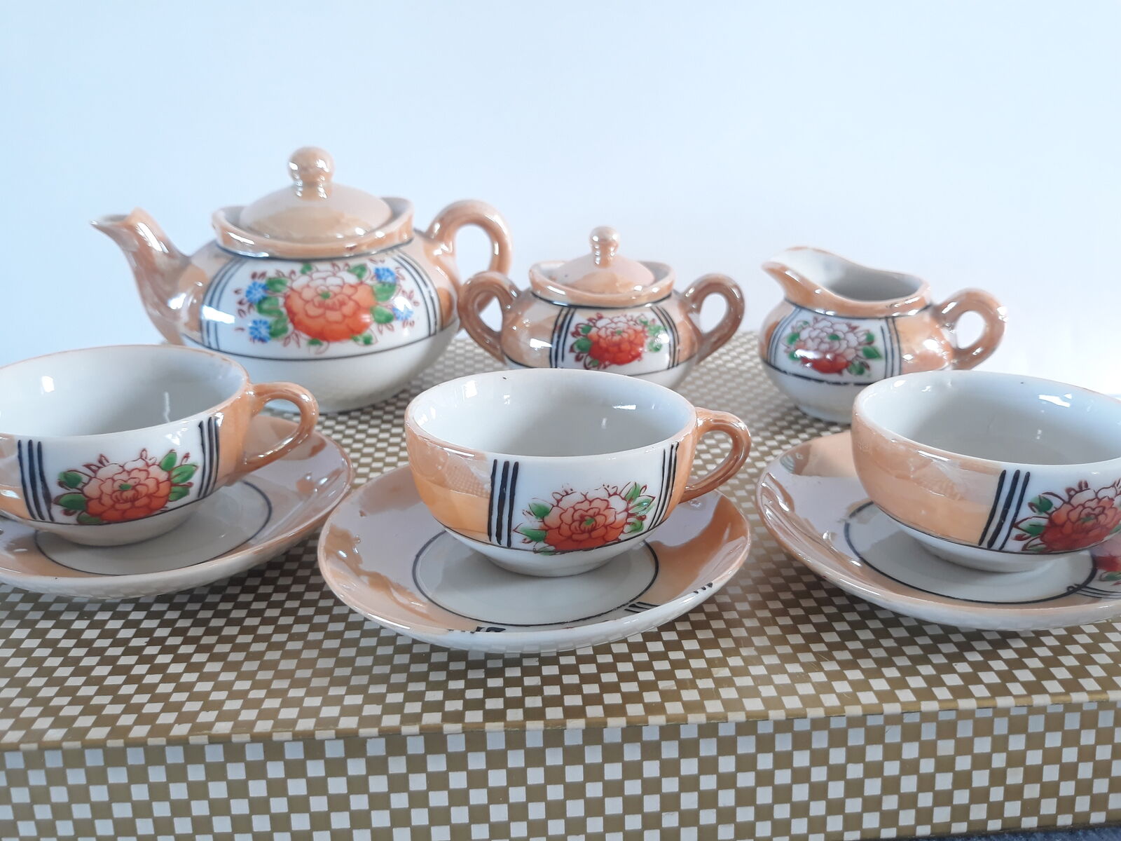 Vintage lusterware children's tea set