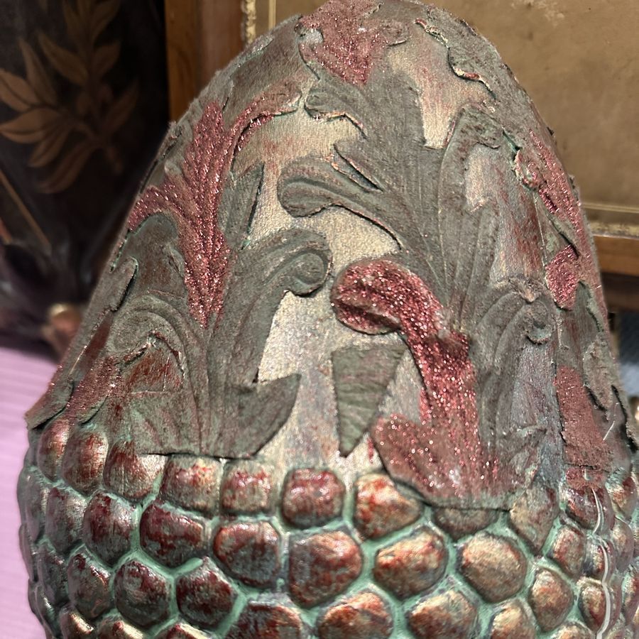large Decorative Dragon Egg Sculpture with Glitter Accents - Unique Fantasy Decor