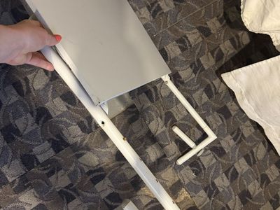 Folding White Laptop/TV Tray Table - Adjustable Portable Side Table