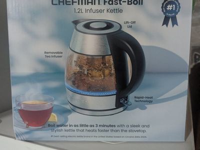 Chefman Fast-Boil 1.2L Electric Infuser Kettle w/ Removable Tea Infuser & Rapid-Heat