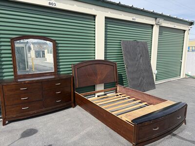 Cherry Wood queen Bed Frame And Dresser