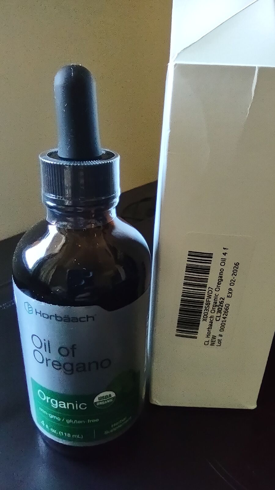 Horbäach Organic Oil of Oregano Drops 4 fl oz Liquid | Vegan | Non-GMO, Gluten Free