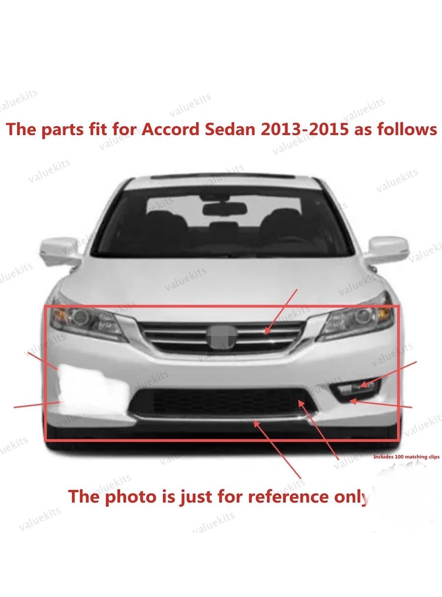 11PCS For Accord 2013 2014 2015 Bumper Upper Lower Grille Mesh Fog Light Kit