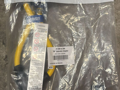 Clear power 2’ 30a to 20a “W” generator adapter