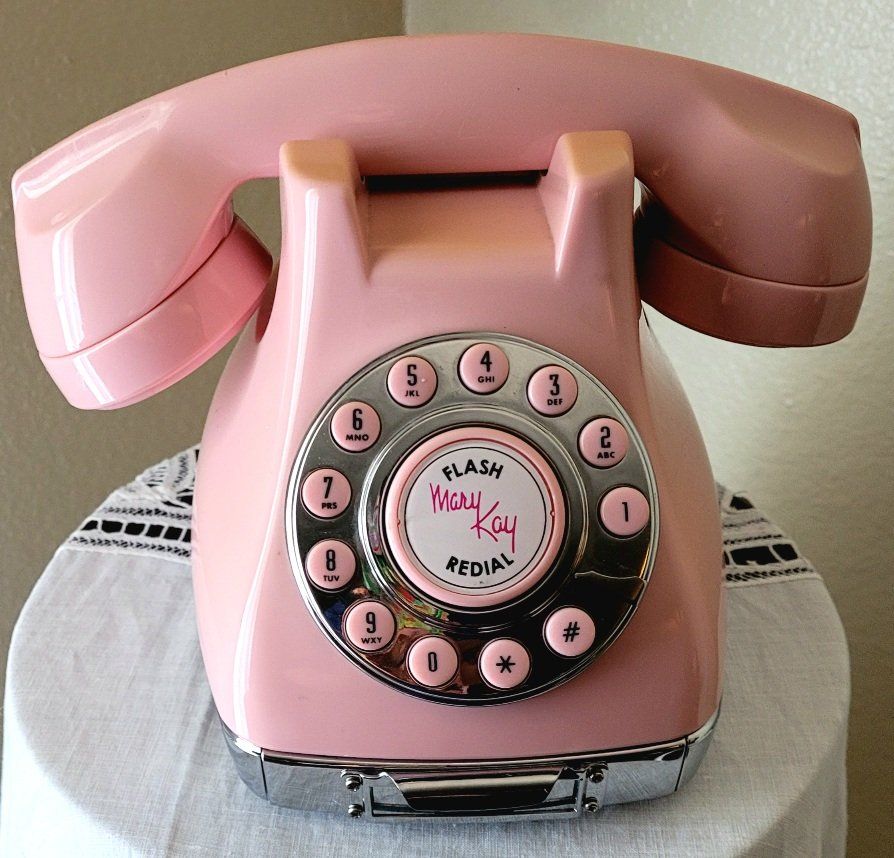 Vintage Mary Kay Pink Push Button Rotary Style Phone with Flash & Redial Retro Decor