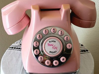 Vintage Mary Kay Pink Push Button Rotary Style Phone with Flash & Redial Retro Decor