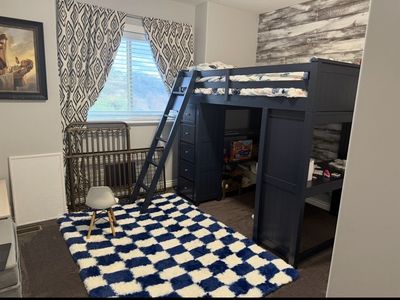 Full size loft bed with desk